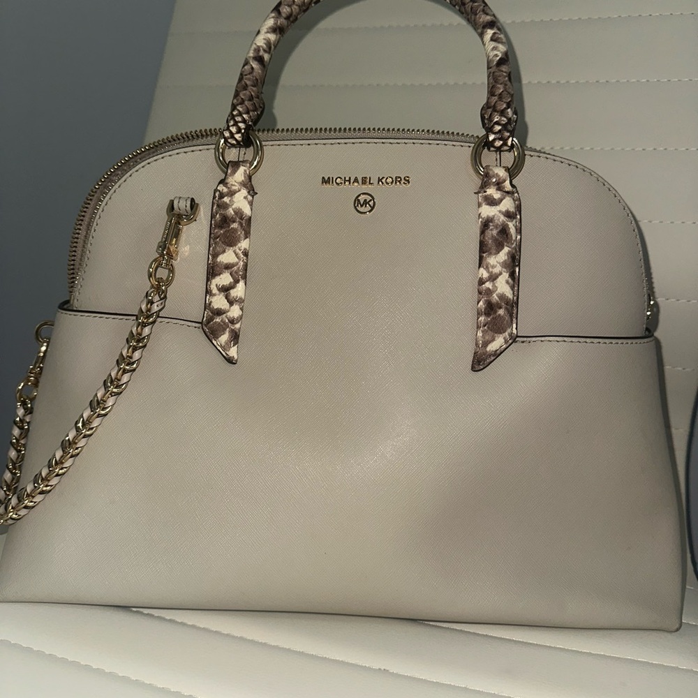 Michael Kors Beige and Snake Print Purse
